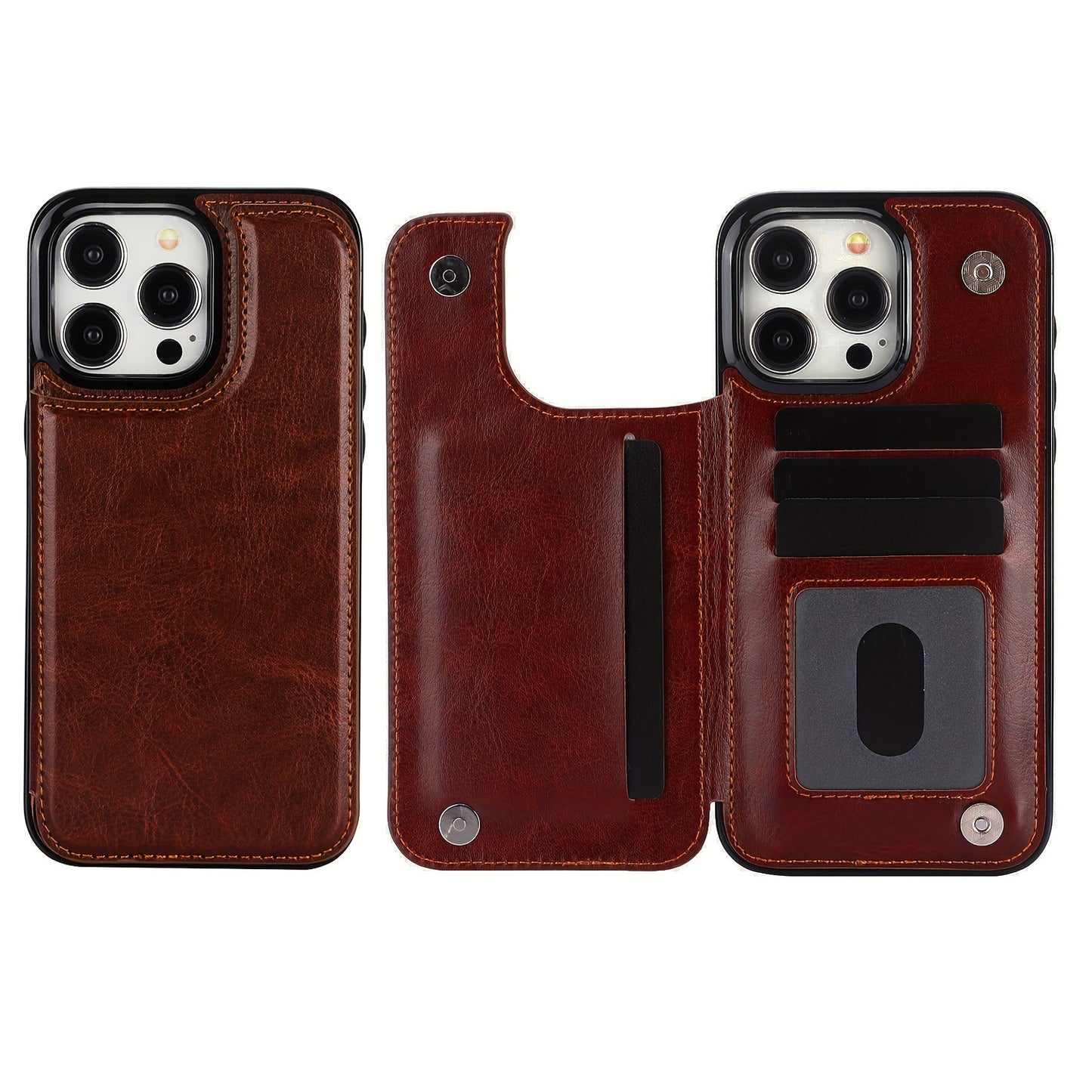 Premium PU Synthetic Faux Leather Wallet Case Designed for Various for iphone Models, Featuring Card Slots, a Stand, And Shockproof Protection.