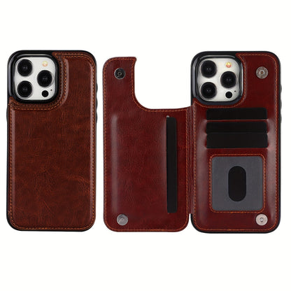 Premium PU Synthetic Faux Leather Wallet Case Designed for Various for iphone Models, Featuring Card Slots, a Stand, And Shockproof Protection.
