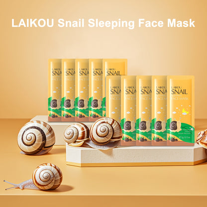 10pcs of Snail Sleeping Mask - Hydrating, Moisturizing, Firming Light Beige, Wash-free Mask, Suitable for All Light Beige Types, Portable Travel Packaging, Moisturizing Mask
