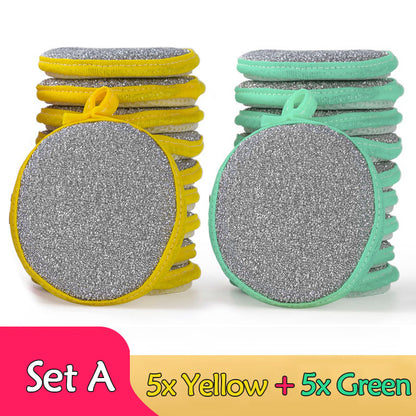 5/10pcs, Double Side Dishwashing Sponge Pan Pot Dish Wash Sponges Household Cleaning Tools Kitchen Tableware Dish Washing Brush