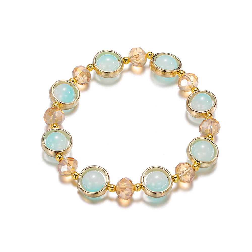 Inlay Round Cut Glass Bracelet Transparent Colorful Beaded Handmade Bracelet For Woman Jewelry Gifts
