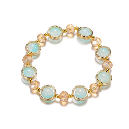 Inlay Round Cut Glass Bracelet Transparent Colorful Beaded Handmade Bracelet For Woman Jewelry Gifts