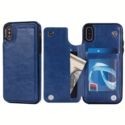 Premium PU Synthetic Faux Leather Wallet Case Designed for Various for iphone Models, Featuring Card Slots, a Stand, And Shockproof Protection.