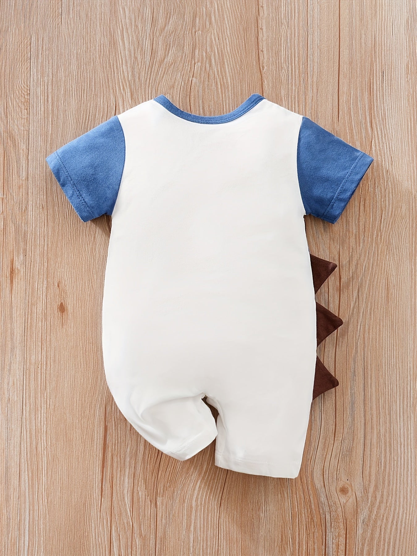 Baby Boys' Short Sleeve Romper Jumpsuit - Cute Cartoon Crocodile Print, White & Blue Trim, Breathable Summer Outfit, Easy Hand Wash Care, Regular Fit Infant Clothing, Baby Boy Outfits, Spring Infant Wear, Soft Texture Materia