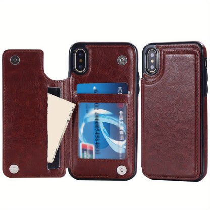 Premium PU Synthetic Faux Leather Wallet Case Designed for Various for iphone Models, Featuring Card Slots, a Stand, And Shockproof Protection.