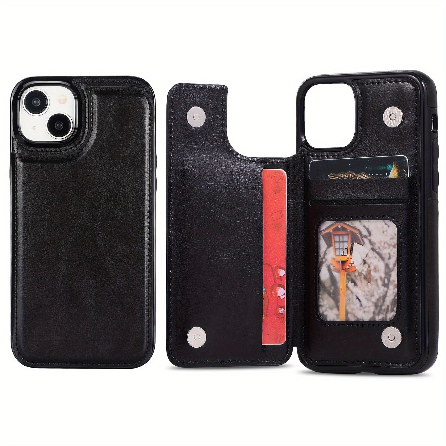 Premium PU Synthetic Faux Leather Wallet Case Designed for Various for iphone Models, Featuring Card Slots, a Stand, And Shockproof Protection.