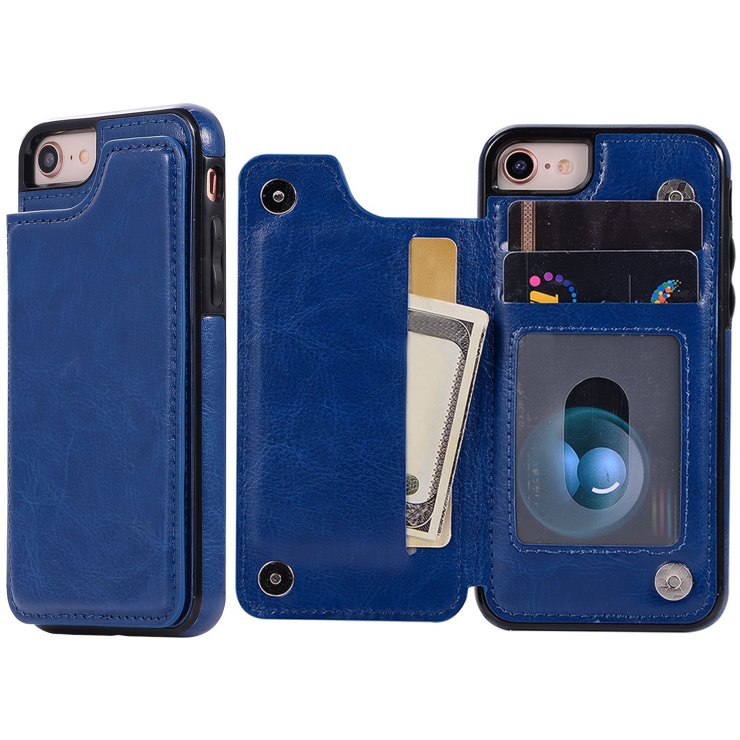 Premium PU Synthetic Faux Leather Wallet Case Designed for Various for iphone Models, Featuring Card Slots, a Stand, And Shockproof Protection.