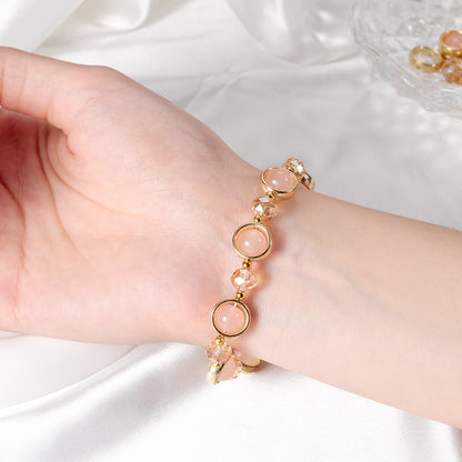 Inlay Round Cut Glass Bracelet Transparent Colorful Beaded Handmade Bracelet For Woman Jewelry Gifts