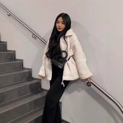 Fashion Loose Anti-cashmere Personality Casual Zip Coat