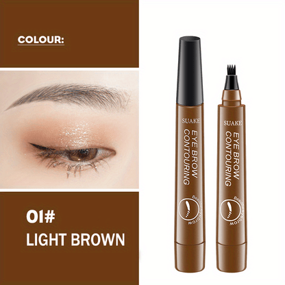Four-Prong Eyebrow Pencil, Waterproof and Sweatproof with Long-lasting Wear