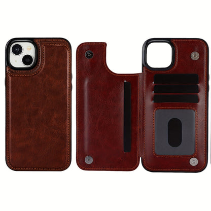 Premium PU Synthetic Faux Leather Wallet Case Designed for Various for iphone Models, Featuring Card Slots, a Stand, And Shockproof Protection.