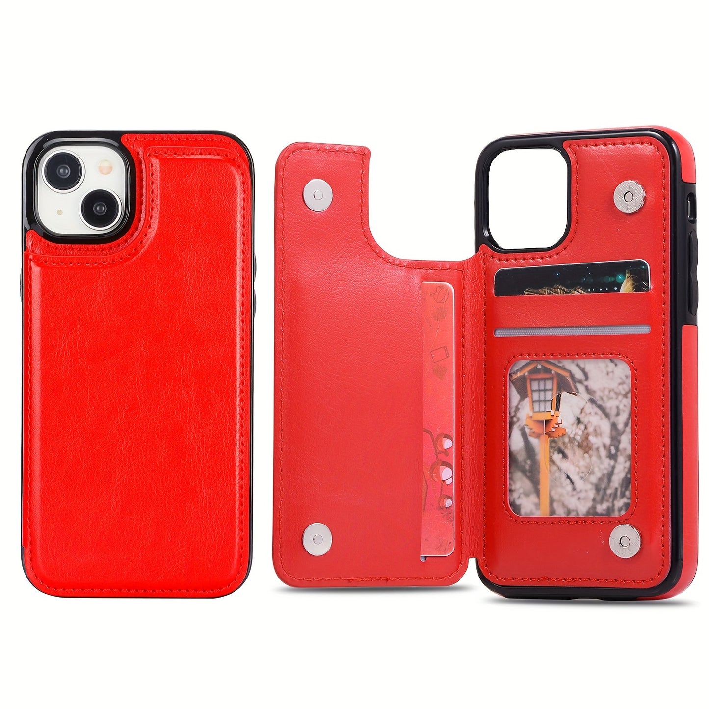 Premium PU Synthetic Faux Leather Wallet Case Designed for Various for iphone Models, Featuring Card Slots, a Stand, And Shockproof Protection.