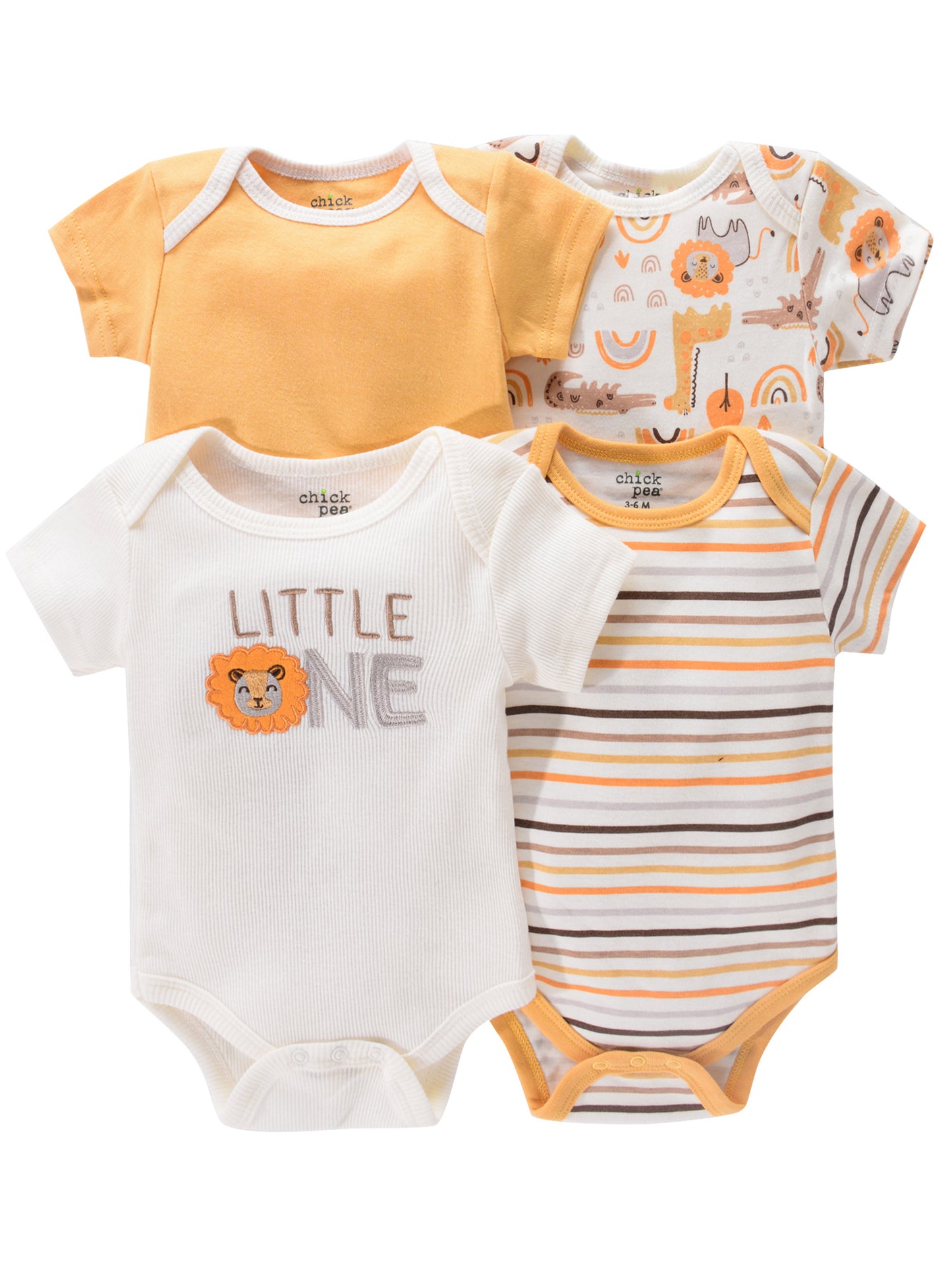 Newborn Baby Short Sleeve One-Piece Suit 4pcs Set with Alphabet Print and Embroidery Triangle Climbing Suit Ha Clothes Set 0-9 Months Baby Clothes