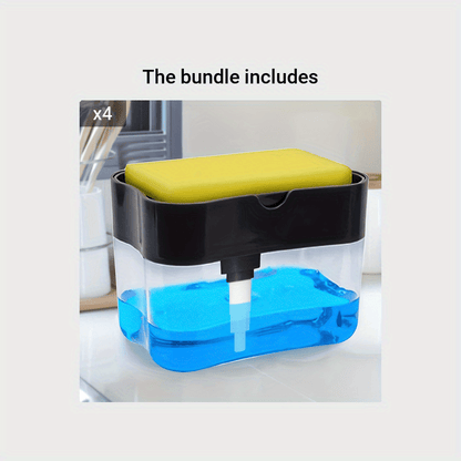 1pc Modern ABS Plastic Dish Soap Dispenser with Sponge Holder, Hand Wash Only, Lightweight Square Kitchen Sink Accessory, Space-Themed Solid Color Design