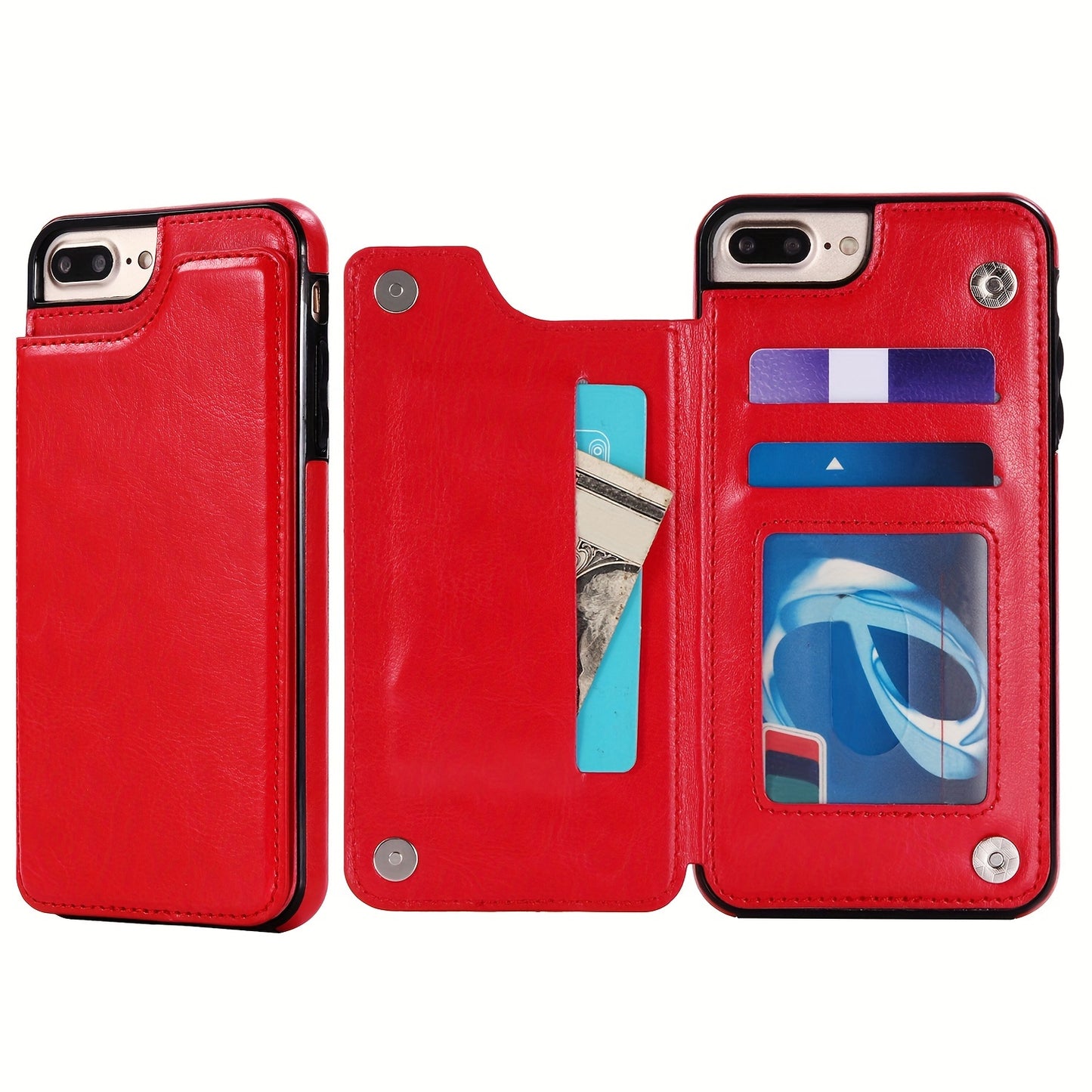 Premium PU Synthetic Faux Leather Wallet Case Designed for Various for iphone Models, Featuring Card Slots, a Stand, And Shockproof Protection.