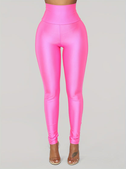 New Black High-Waisted Stretchy Solid Color Slim-Fit Pants for Women, Tight Leggings.