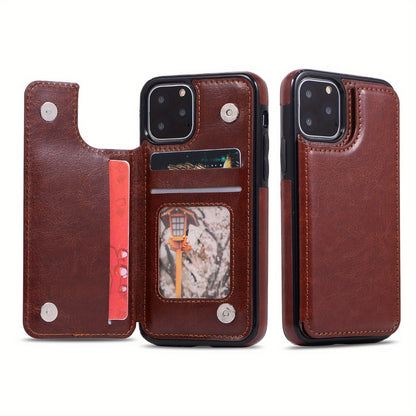 Premium PU Synthetic Faux Leather Wallet Case Designed for Various for iphone Models, Featuring Card Slots, a Stand, And Shockproof Protection.