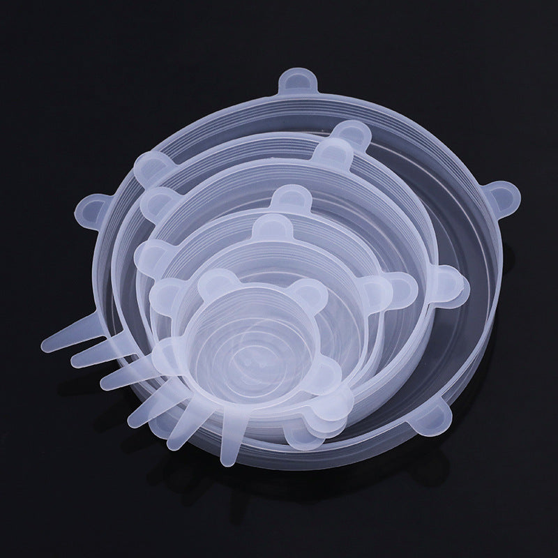 6 Silicone Stretch Lids, Reusable Durable Food Storage Covers for Bowls, Fits Most Containers in 6 Different Sizes, Dishwasher and Refrigerator Safe