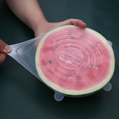 6 Silicone Stretch Lids, Reusable Durable Food Storage Covers for Bowls, Fits Most Containers in 6 Different Sizes, Dishwasher and Refrigerator Safe