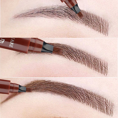 Four-Prong Eyebrow Pencil, Waterproof and Sweatproof with Long-lasting Wear