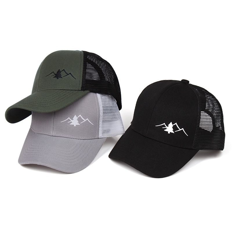Trendy Embroidered Trucker Hat, Breathable Mesh Baseball Cap for Outdoor & Skateboarding, Business Business Style