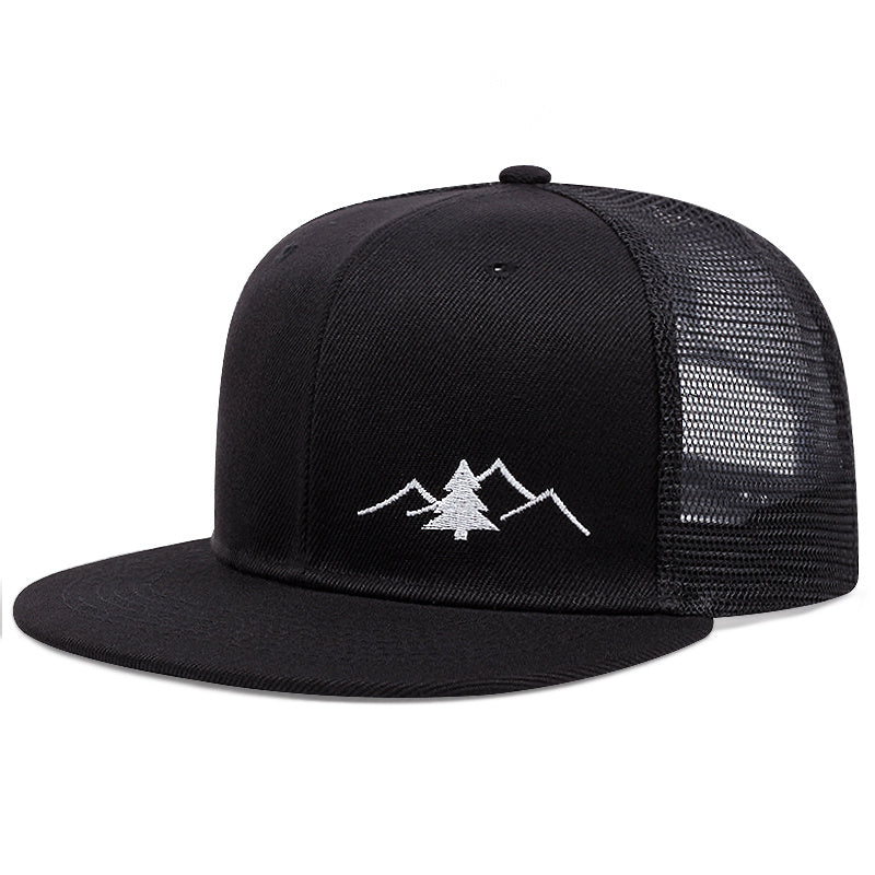 Trendy Embroidered Trucker Hat, Breathable Mesh Baseball Cap for Outdoor & Skateboarding, Business Business Style