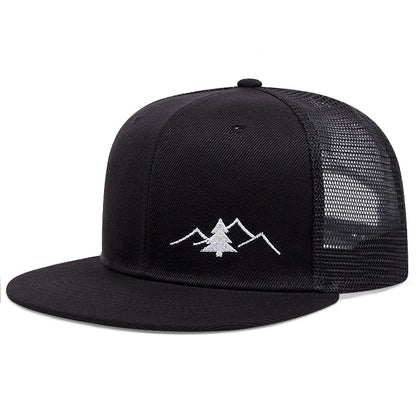 Trendy Embroidered Trucker Hat, Breathable Mesh Baseball Cap for Outdoor & Skateboarding, Business Business Style