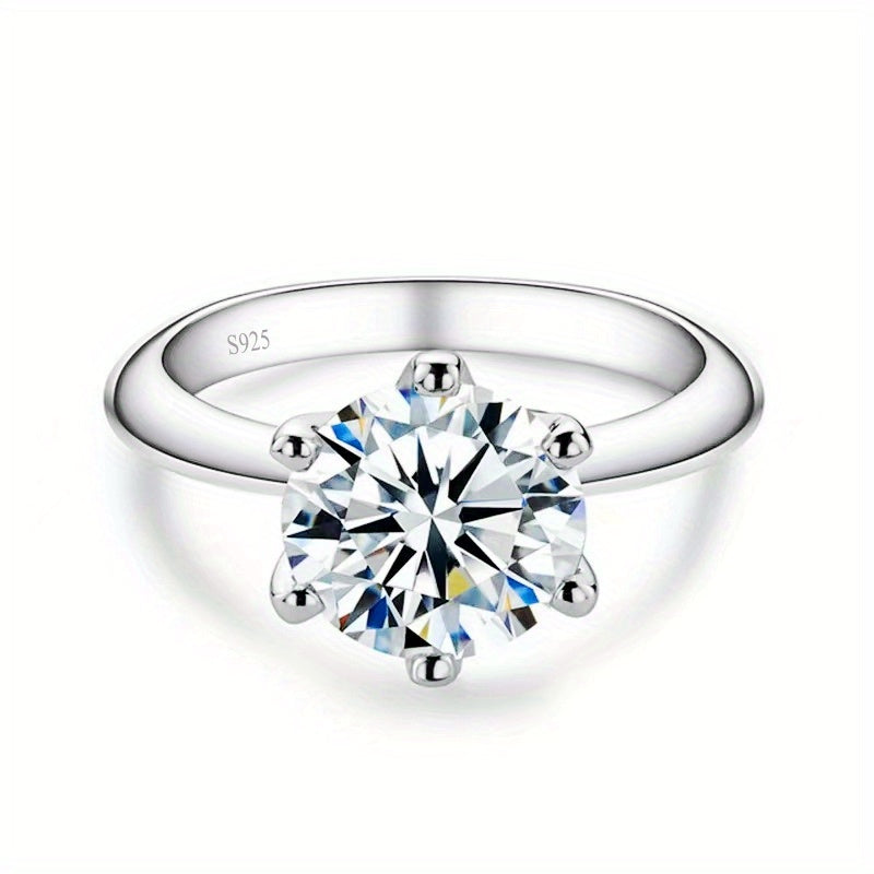 New Women'S One-Carat 925 Silver Moissanite Ring Plated with Tp950.