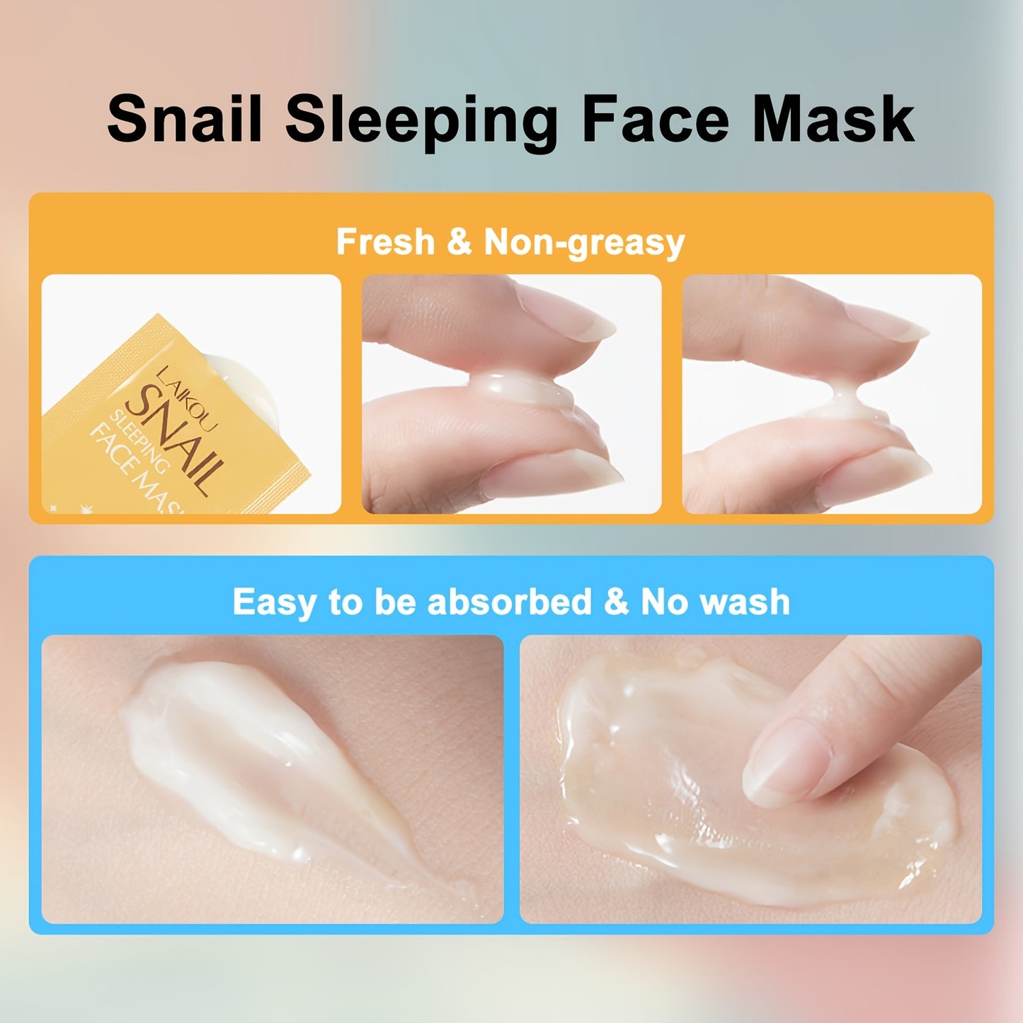 10pcs of Snail Sleeping Mask - Hydrating, Moisturizing, Firming Light Beige, Wash-free Mask, Suitable for All Light Beige Types, Portable Travel Packaging, Moisturizing Mask