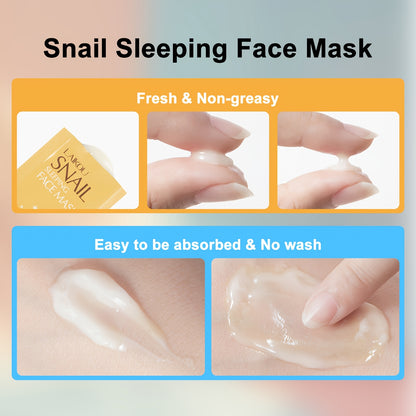 10pcs of Snail Sleeping Mask - Hydrating, Moisturizing, Firming Light Beige, Wash-free Mask, Suitable for All Light Beige Types, Portable Travel Packaging, Moisturizing Mask
