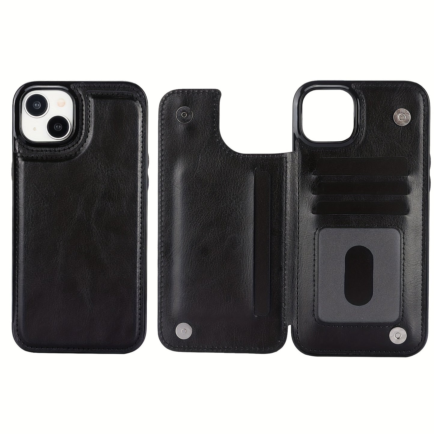 Premium PU Synthetic Faux Leather Wallet Case Designed for Various for iphone Models, Featuring Card Slots, a Stand, And Shockproof Protection.