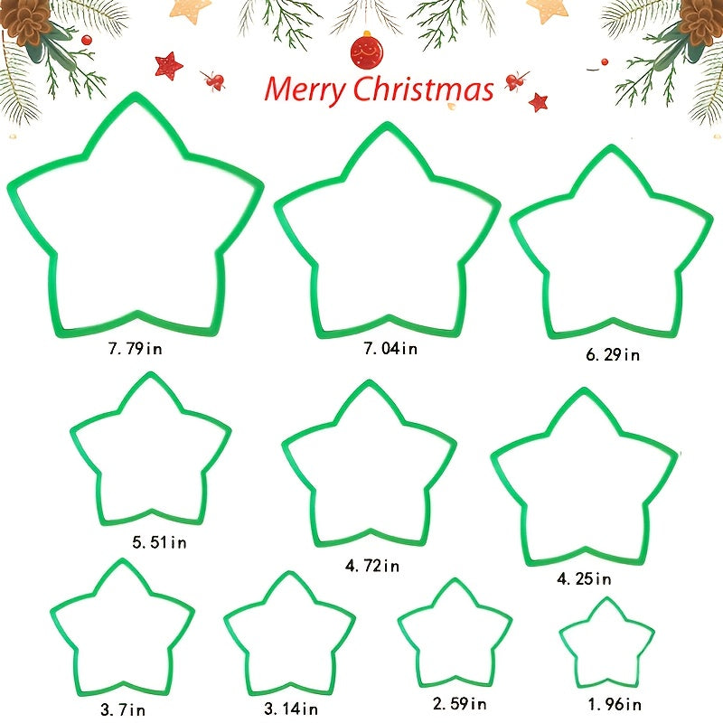 10pcs 3D Christmas Tree Cookie Cutter Set, Star Cookie Cutters