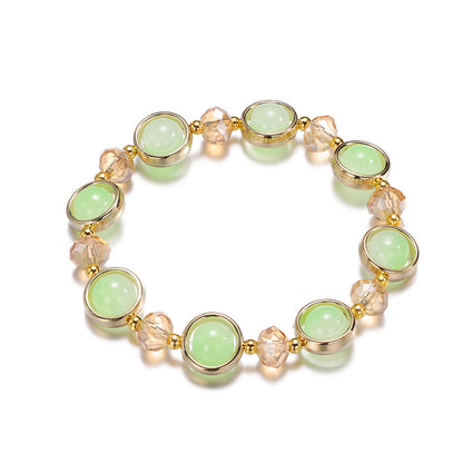 Inlay Round Cut Glass Bracelet Transparent Colorful Beaded Handmade Bracelet For Woman Jewelry Gifts