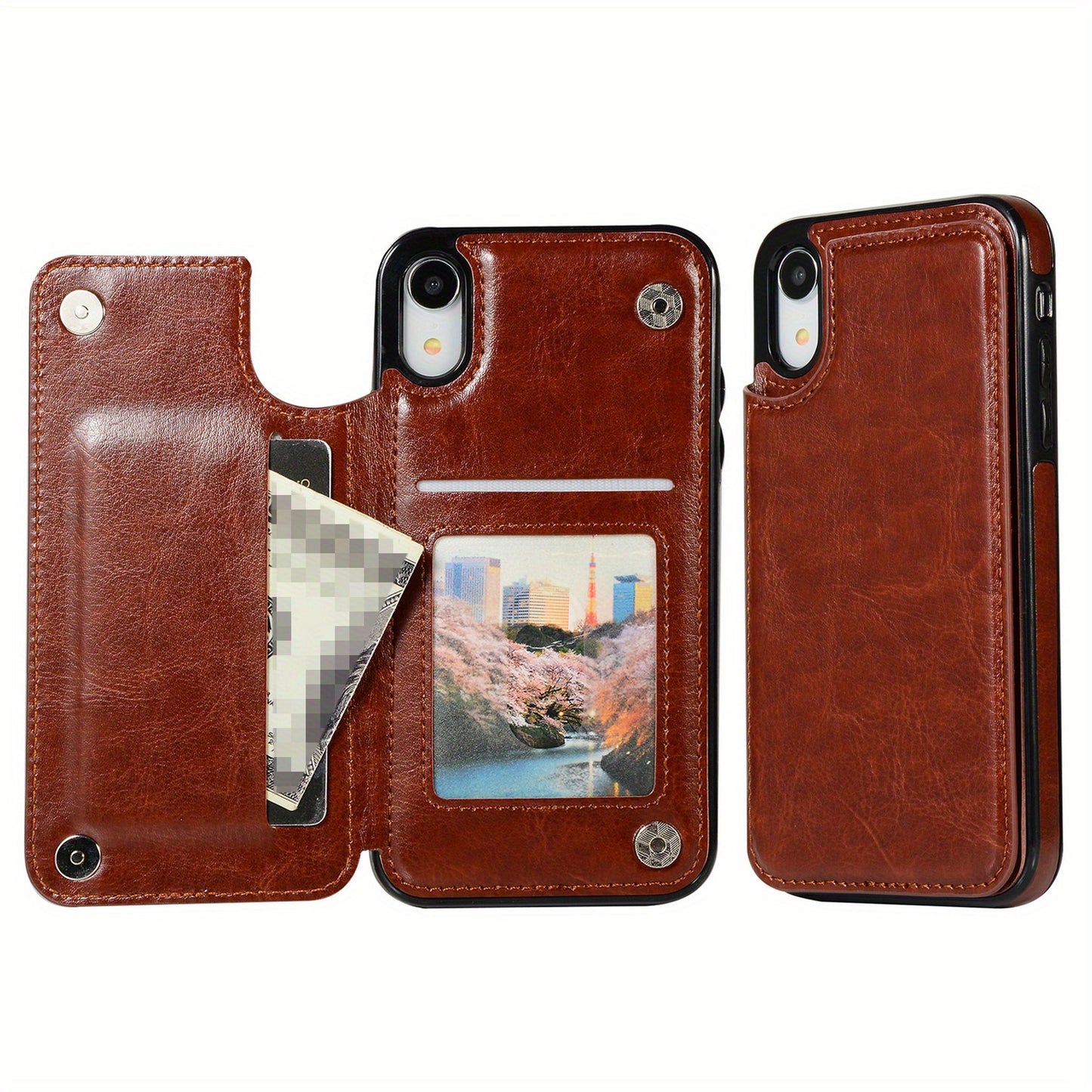 Premium PU Synthetic Faux Leather Wallet Case Designed for Various for iphone Models, Featuring Card Slots, a Stand, And Shockproof Protection.