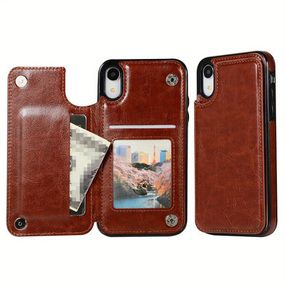 Premium PU Synthetic Faux Leather Wallet Case Designed for Various for iphone Models, Featuring Card Slots, a Stand, And Shockproof Protection.