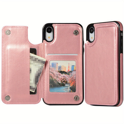 Premium PU Synthetic Faux Leather Wallet Case Designed for Various for iphone Models, Featuring Card Slots, a Stand, And Shockproof Protection.