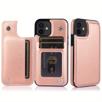 Premium PU Synthetic Faux Leather Wallet Case Designed for Various for iphone Models, Featuring Card Slots, a Stand, And Shockproof Protection.