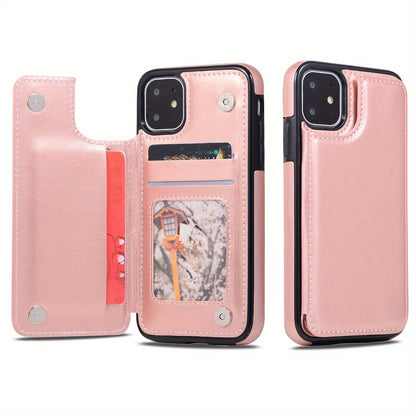 Premium PU Synthetic Faux Leather Wallet Case Designed for Various for iphone Models, Featuring Card Slots, a Stand, And Shockproof Protection.
