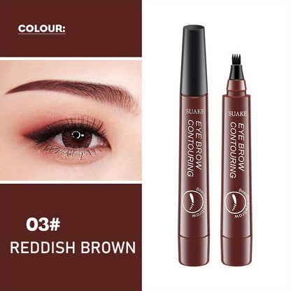 Four-Prong Eyebrow Pencil, Waterproof and Sweatproof with Long-lasting Wear