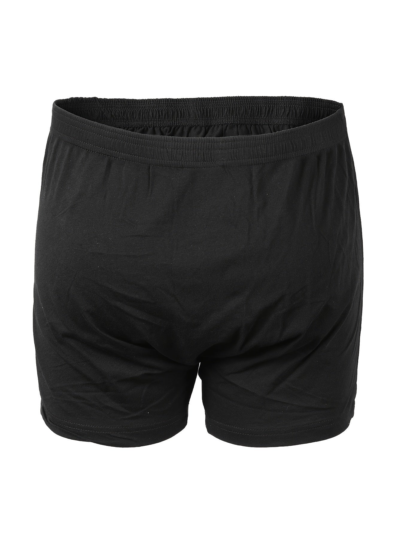 Men'S High-Waist Boxer Briefs - Soft Breathable, Loose Fit, Deep Crotch, Button Detail, Solid Black, Comfortable for Casual Attire, High Waisted Boxer Briefs