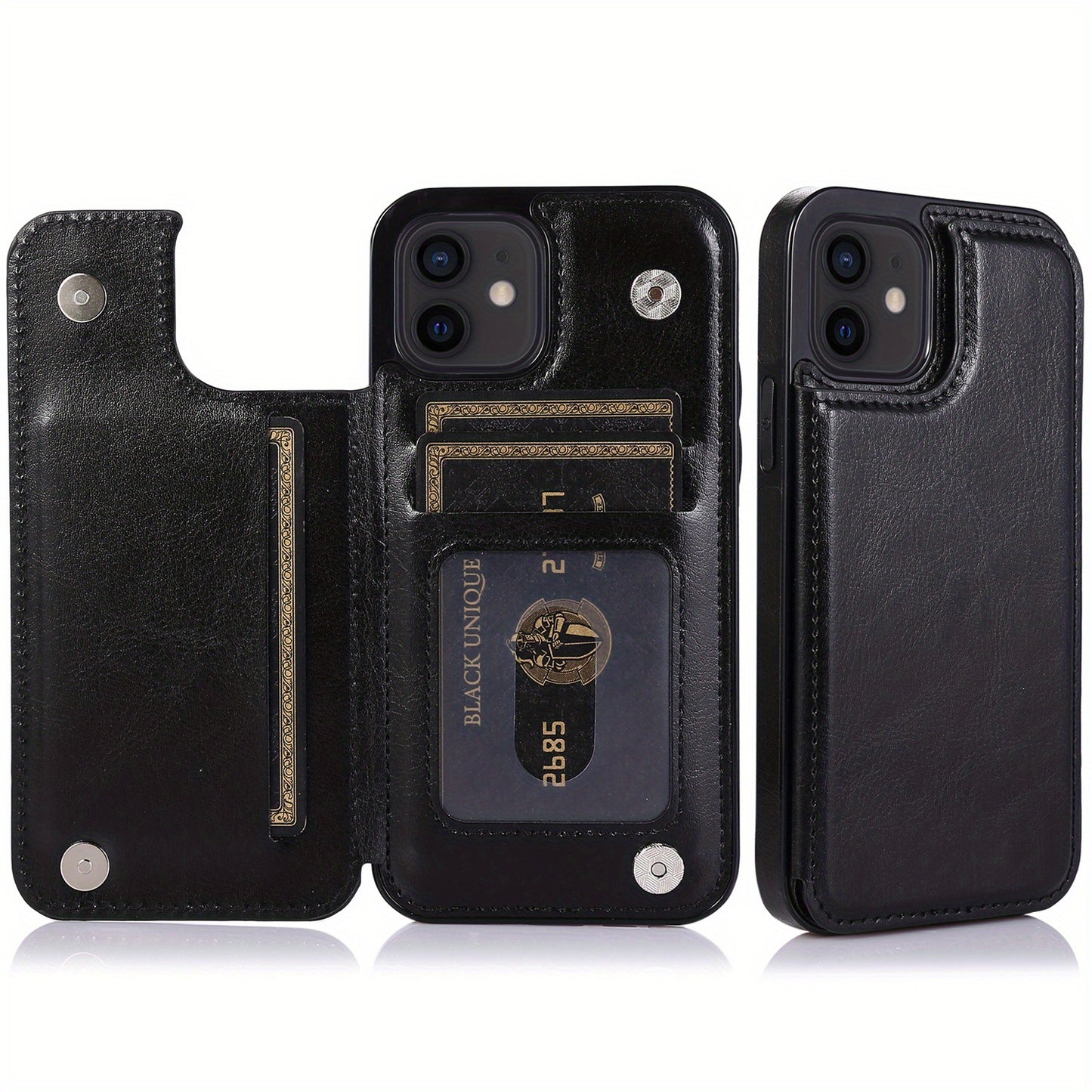 Premium PU Synthetic Faux Leather Wallet Case Designed for Various for iphone Models, Featuring Card Slots, a Stand, And Shockproof Protection.