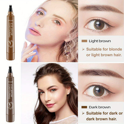 Four-Prong Eyebrow Pencil, Waterproof and Sweatproof with Long-lasting Wear