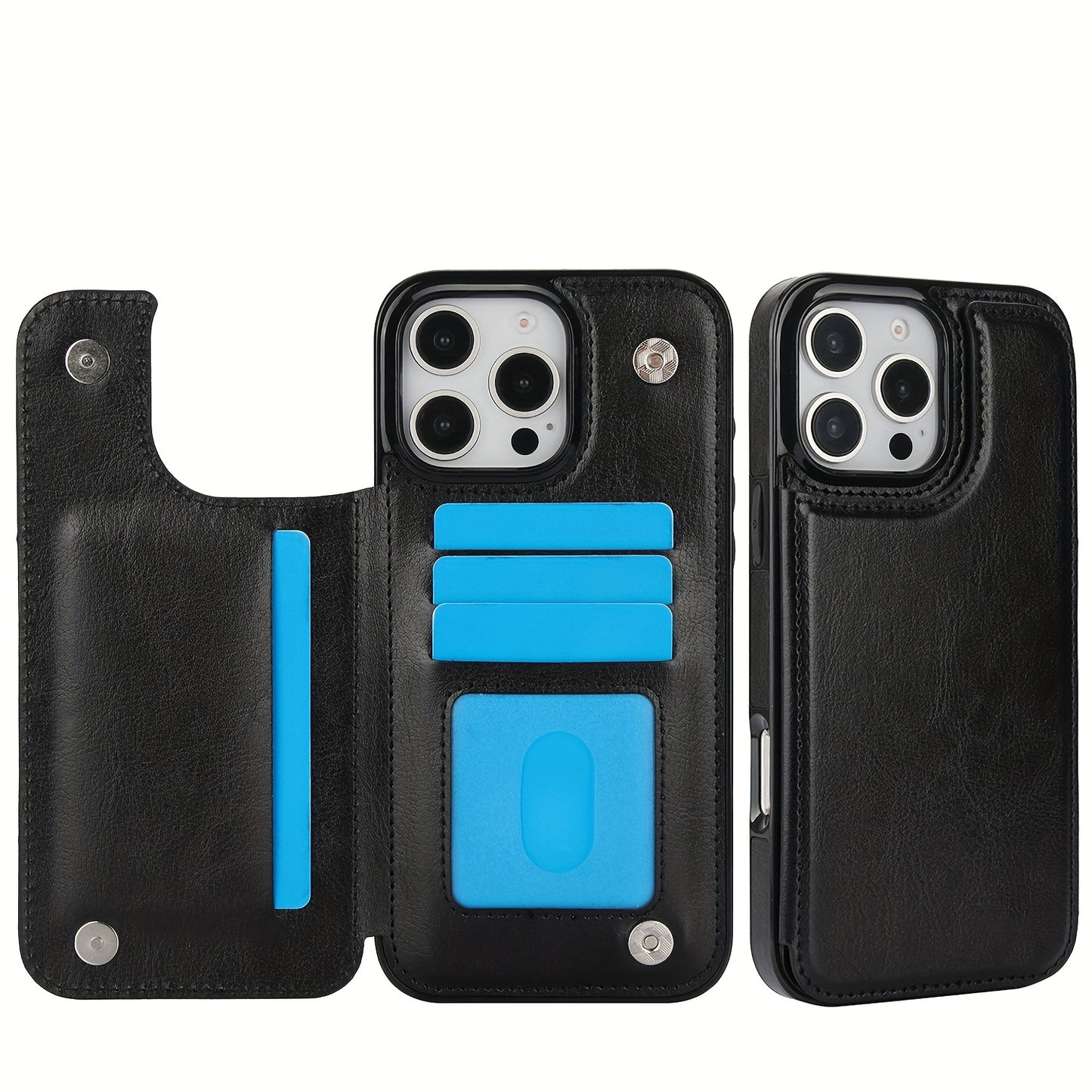 Premium PU Synthetic Faux Leather Wallet Case Designed for Various for iphone Models, Featuring Card Slots, a Stand, And Shockproof Protection.