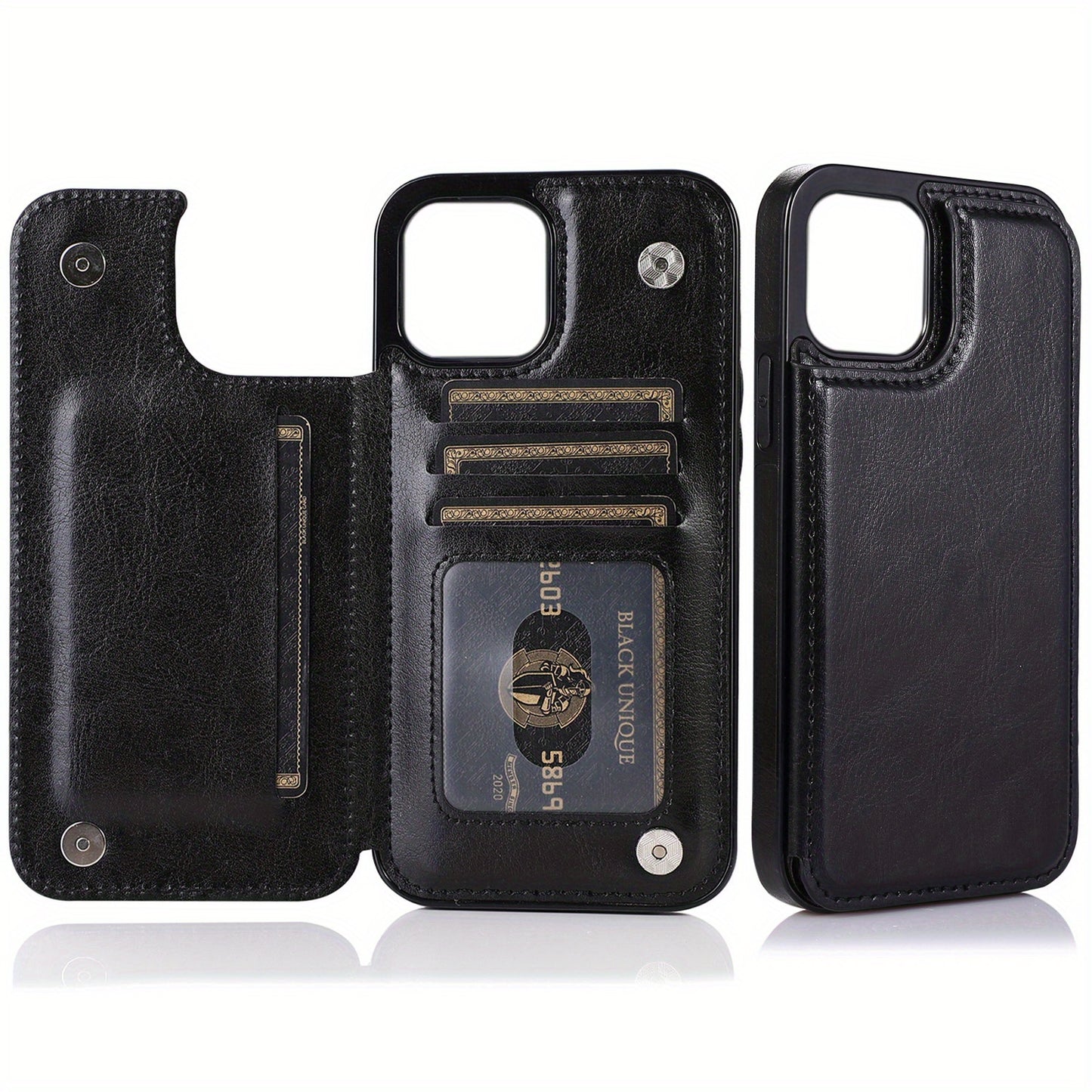Premium PU Synthetic Faux Leather Wallet Case Designed for Various for iphone Models, Featuring Card Slots, a Stand, And Shockproof Protection.