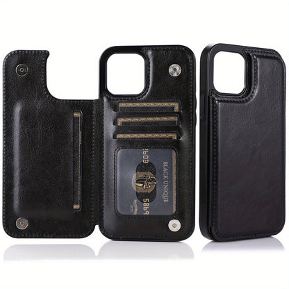 Premium PU Synthetic Faux Leather Wallet Case Designed for Various for iphone Models, Featuring Card Slots, a Stand, And Shockproof Protection.