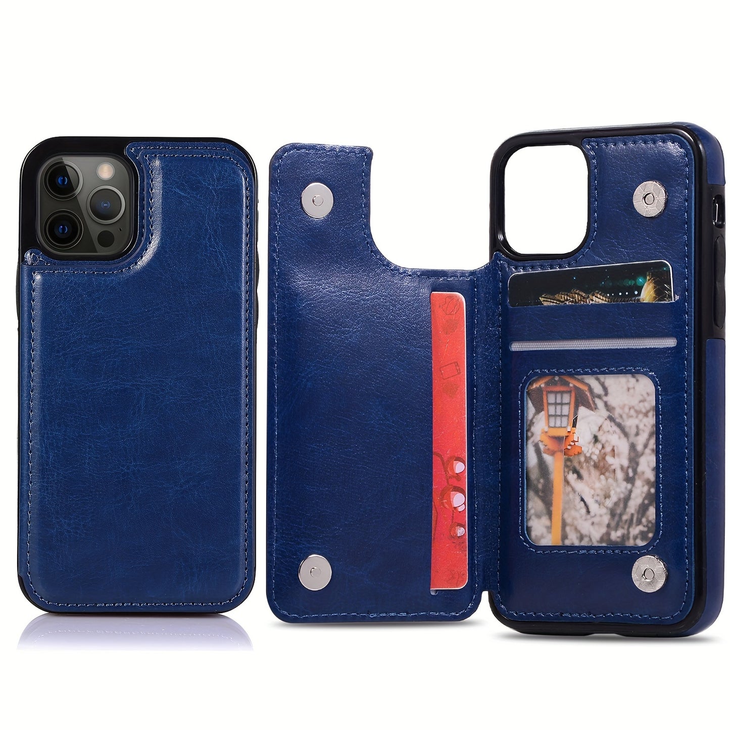Premium PU Synthetic Faux Leather Wallet Case Designed for Various for iphone Models, Featuring Card Slots, a Stand, And Shockproof Protection.