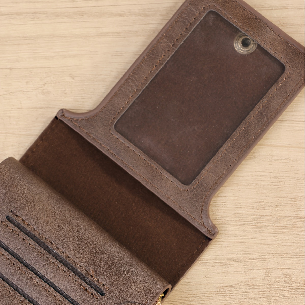 1pc Men's PU Leather Solid Color Business Wallet, Card Holder With Zipper & Button, Valentine's Day Gift For Men