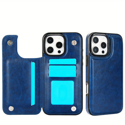 Premium PU Synthetic Faux Leather Wallet Case Designed for Various for iphone Models, Featuring Card Slots, a Stand, And Shockproof Protection.