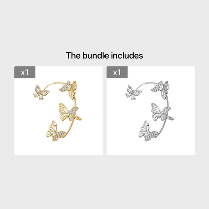 Women'S Elegant Butterfly Ear Cuffs - No-Piercing Ear Hooks, Synthetic Gemstone Accents, Everyday & Formal Jewelry for Parties, Weddings, Everyday Outfits - Non-Piercing Ear Clips for Sensitive Light Beige, Party Accessories,