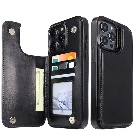 Premium PU Synthetic Faux Leather Wallet Case Designed for Various for iphone Models, Featuring Card Slots, a Stand, And Shockproof Protection.